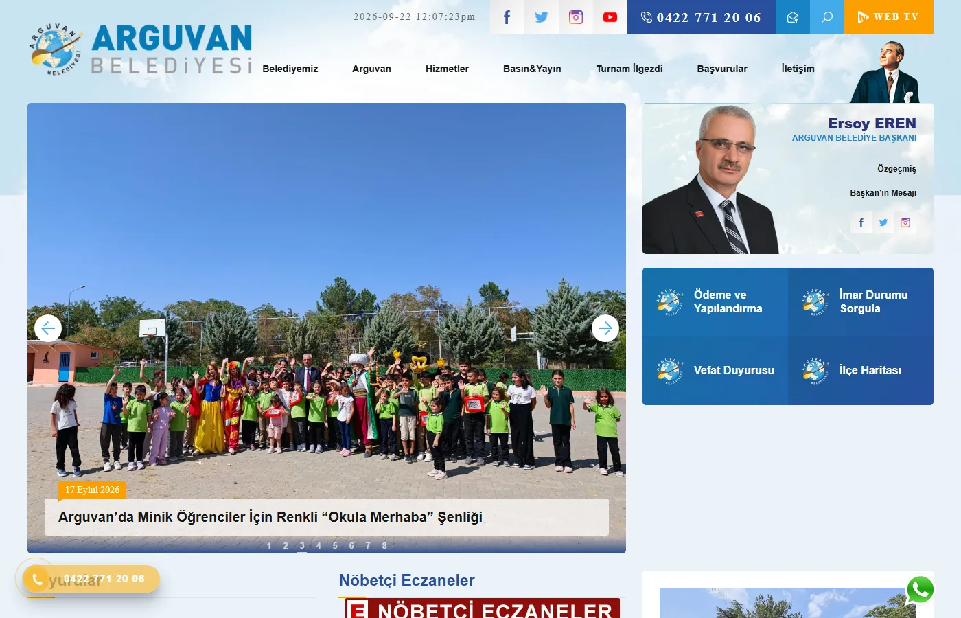 Arguvan Belediyesi: Official site of Arguvan Municipality, with news, announcements, duty pharmacies and online services.