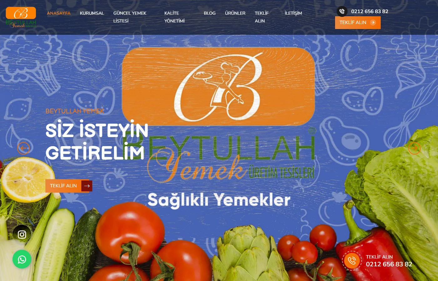 Beytullah Yemek: Menu and services site of a corporate catering company.
