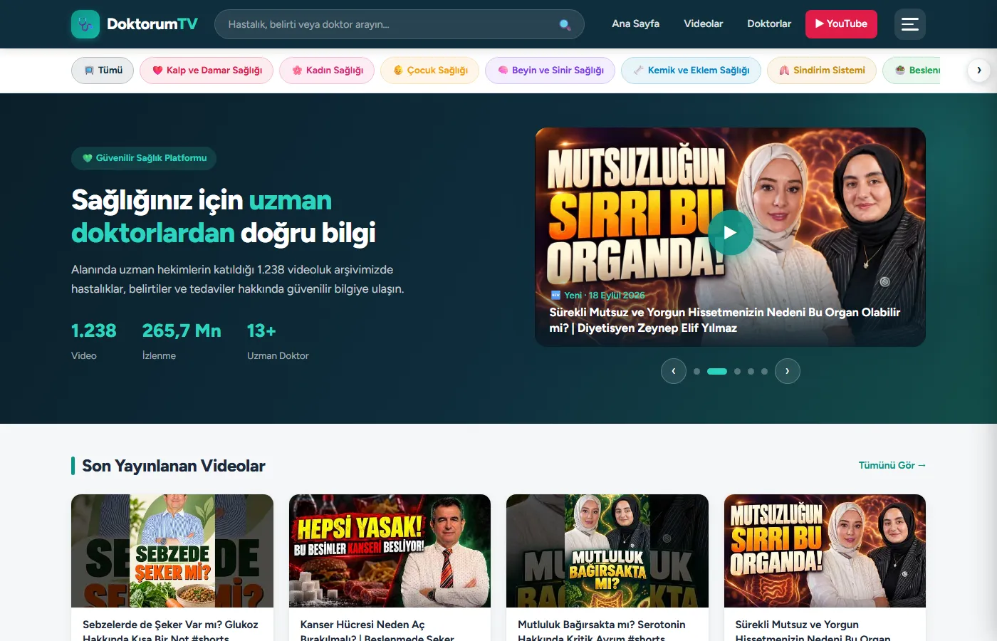 Doktorum TV: Health video platform where specialist doctors explain conditions, symptoms and treatments.