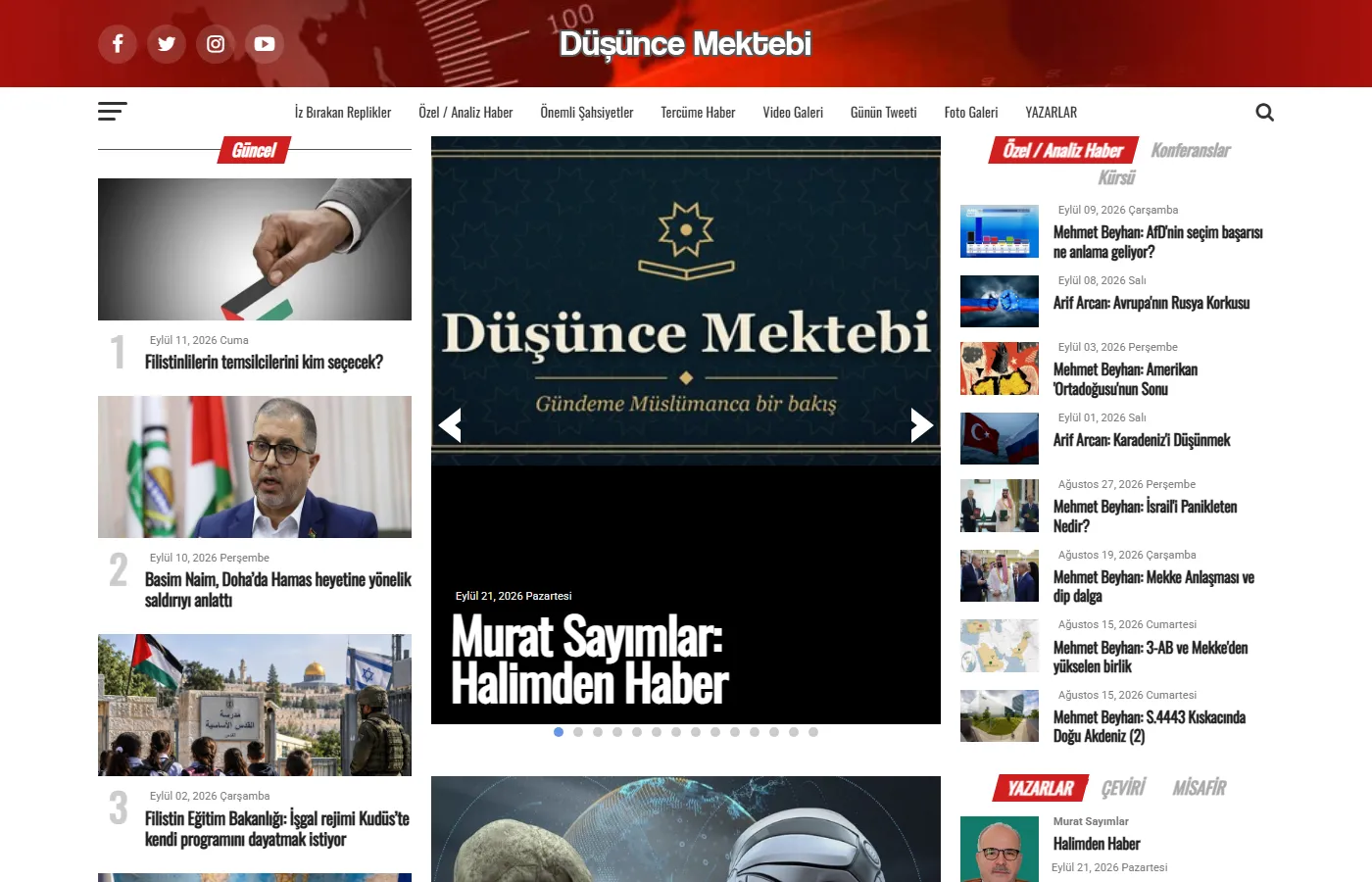 Düşünce Mektebi: News and commentary site covering Türkiye and world affairs from a Muslim perspective.