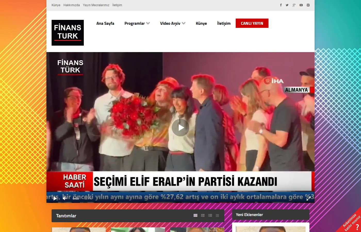 Finans Türk TV: Site of a business channel covering currencies, gold and the stock market.