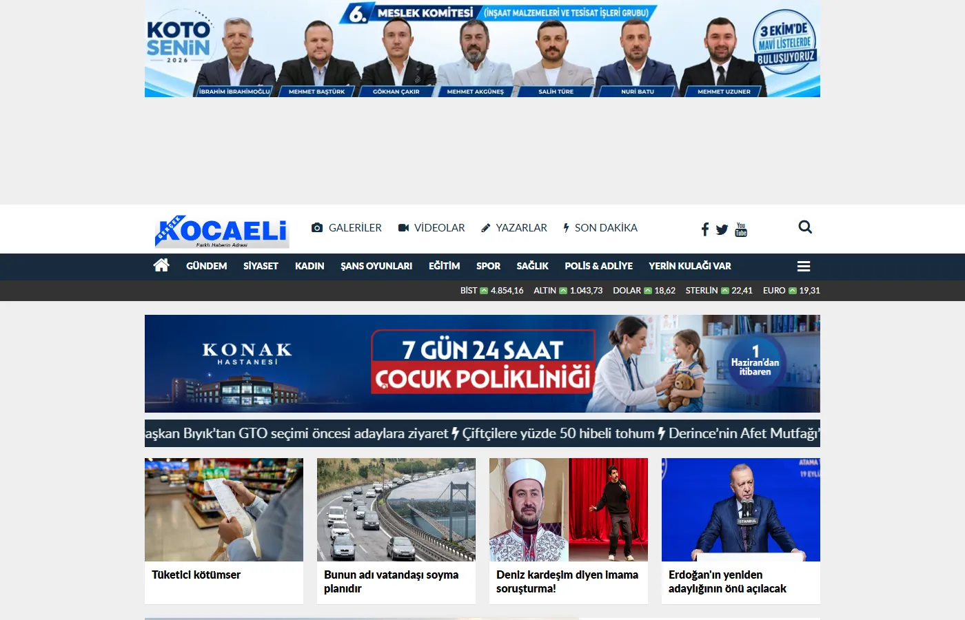 Gerçek Kocaeli Gazetesi: Kocaeli’s up-to-date news source, running on our news engine with a 63,000-article archive, live finance data and a content-rich front page.