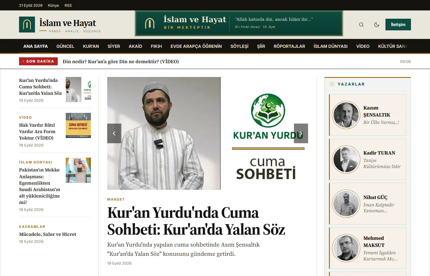 İslam ve Hayat: Publication following the Muslim world’s agenda through news, analysis and in-depth writing.