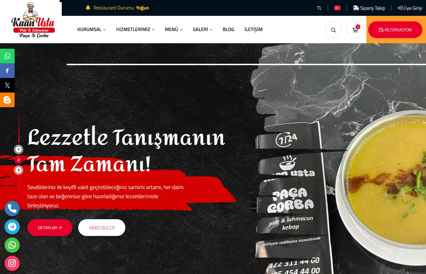Kaan Usta: Menu and online ordering site of a restaurant serving pide, lahmacun and soups.