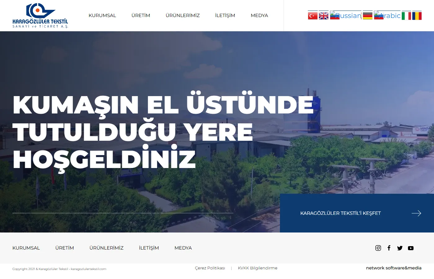 Karagözlüler: Multilingual corporate site of a group working in textiles and construction.