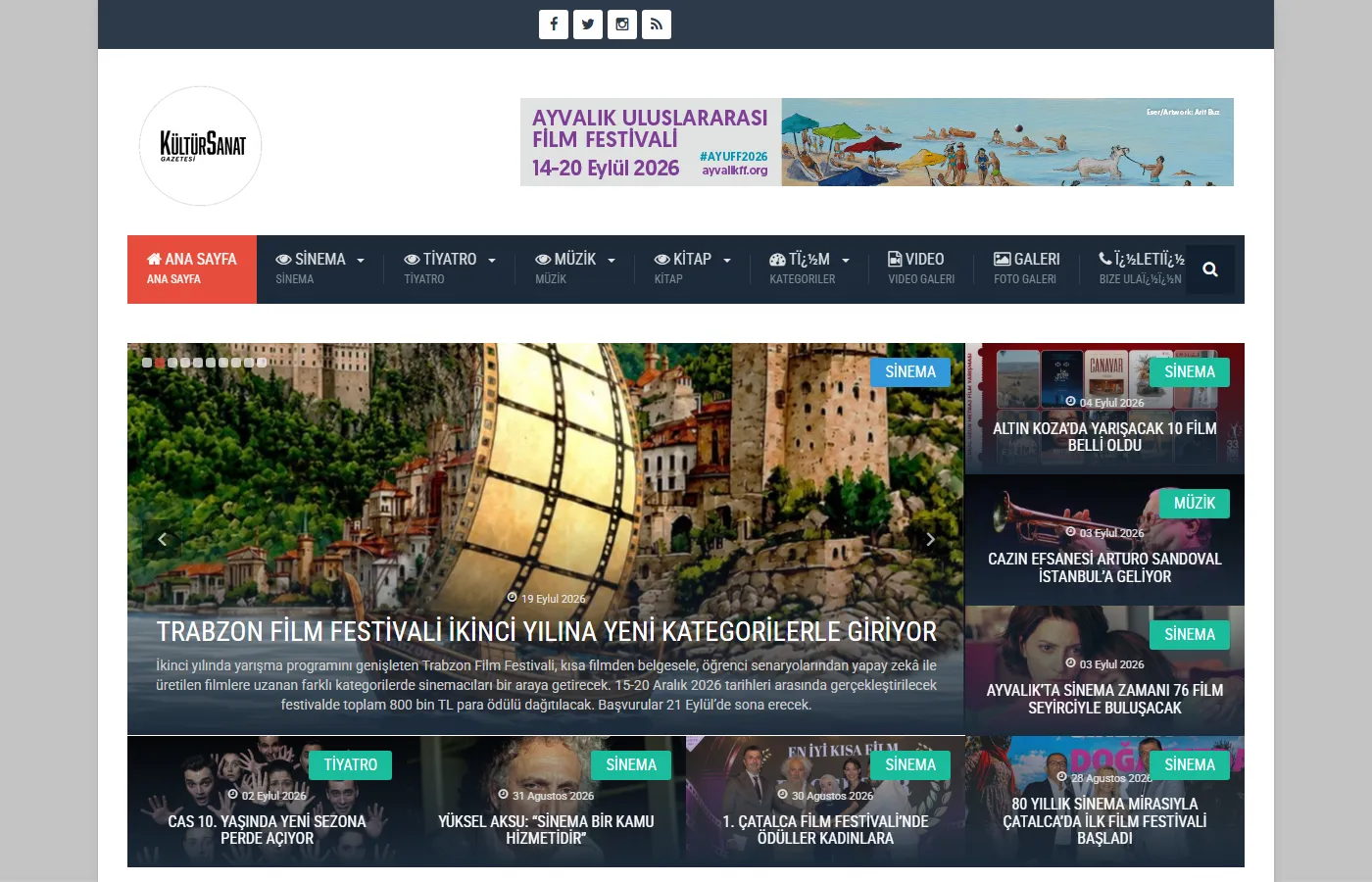 Kültür ve Sanat Gazetesi: Newspaper site focused on arts and culture news.