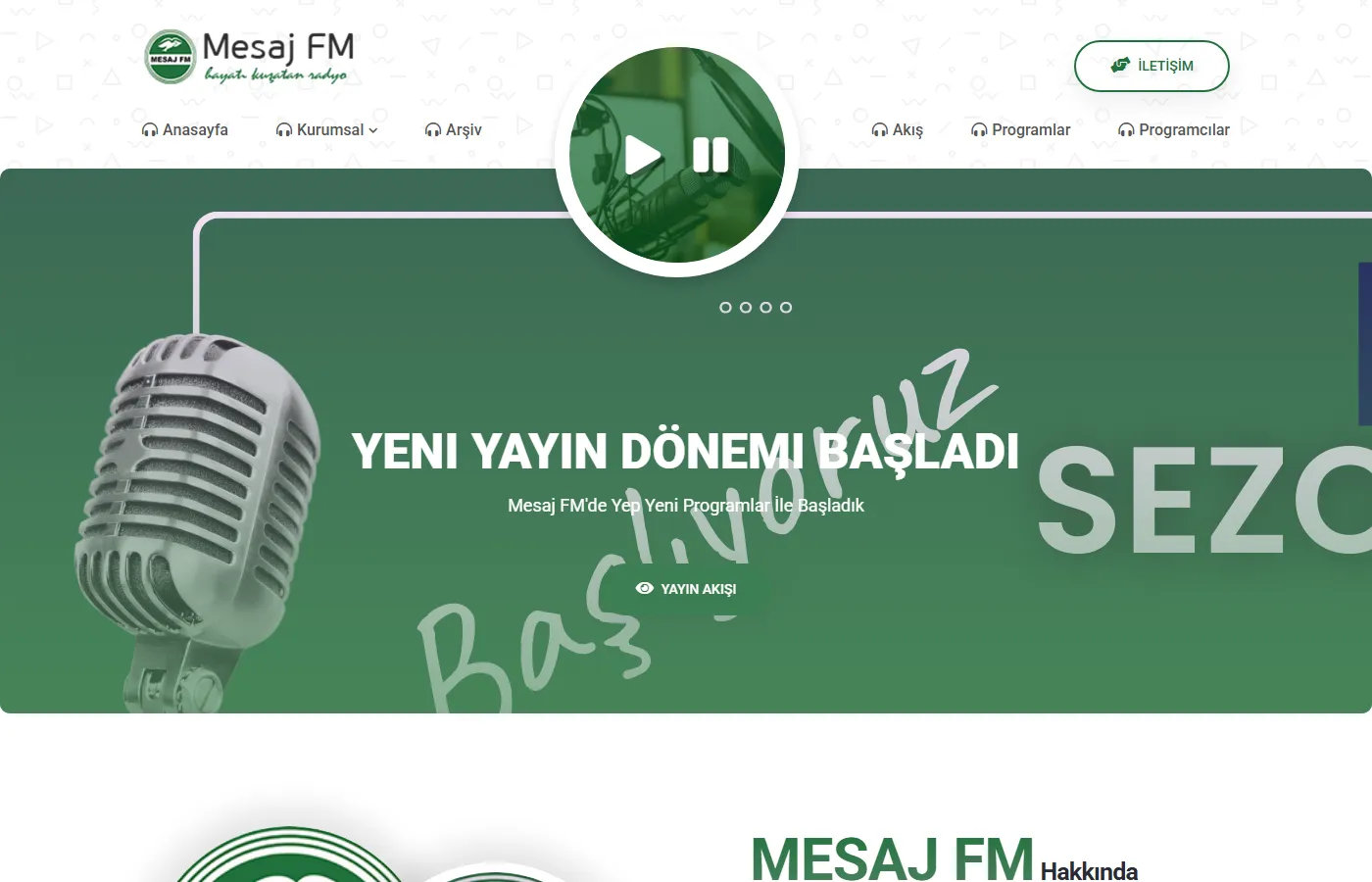 Mesaj FM: Site of a regional radio station broadcasting arts, news and talk programmes.
