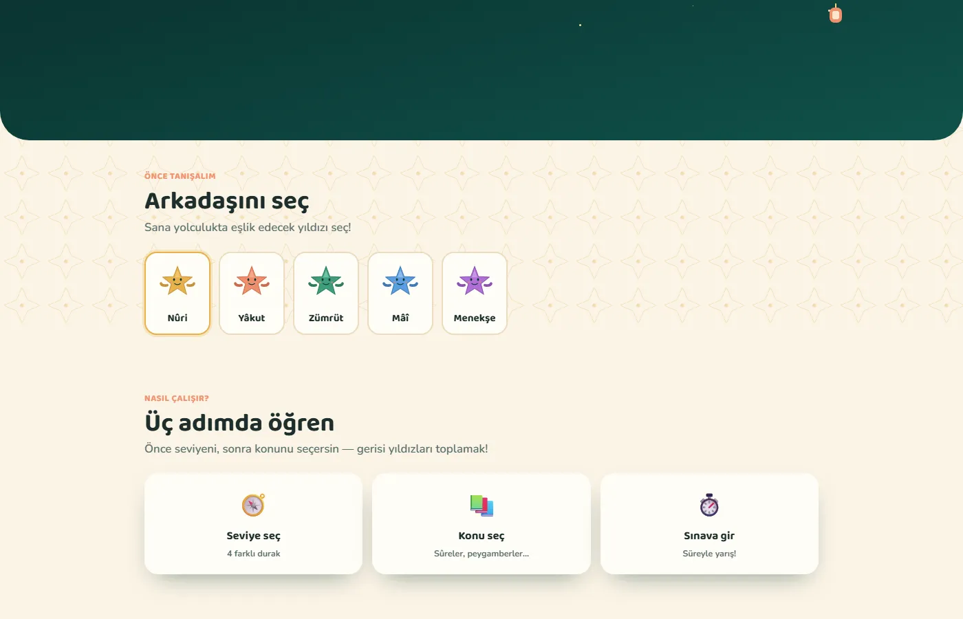 Nûr Yıldızları: Children’s section of the İbn Âşûr portal: an interactive Qur’an journey app for kids.