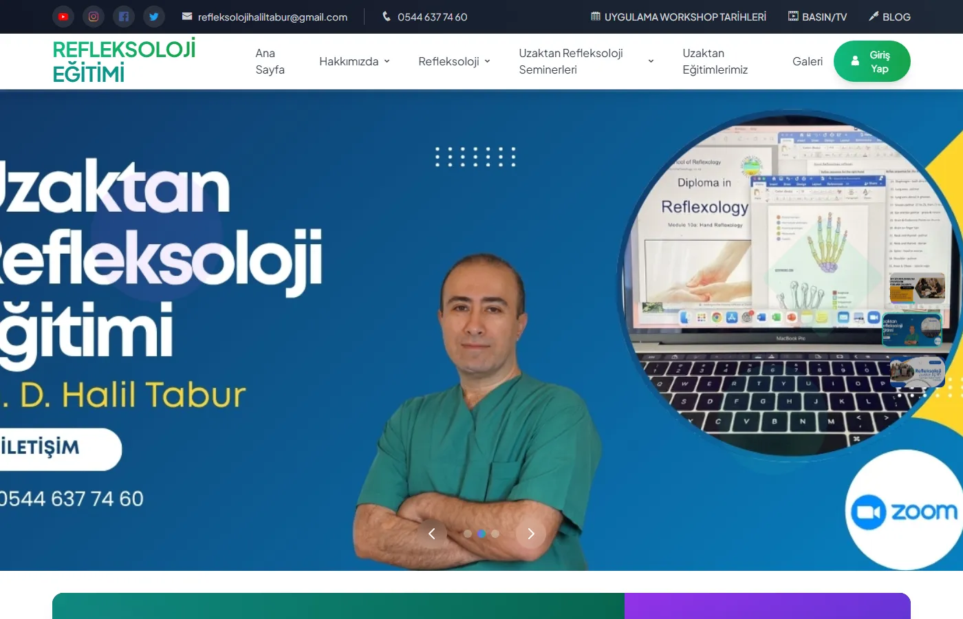 Refleksoloji Eğitimi: Site of a training centre offering in-person and online reflexology courses.