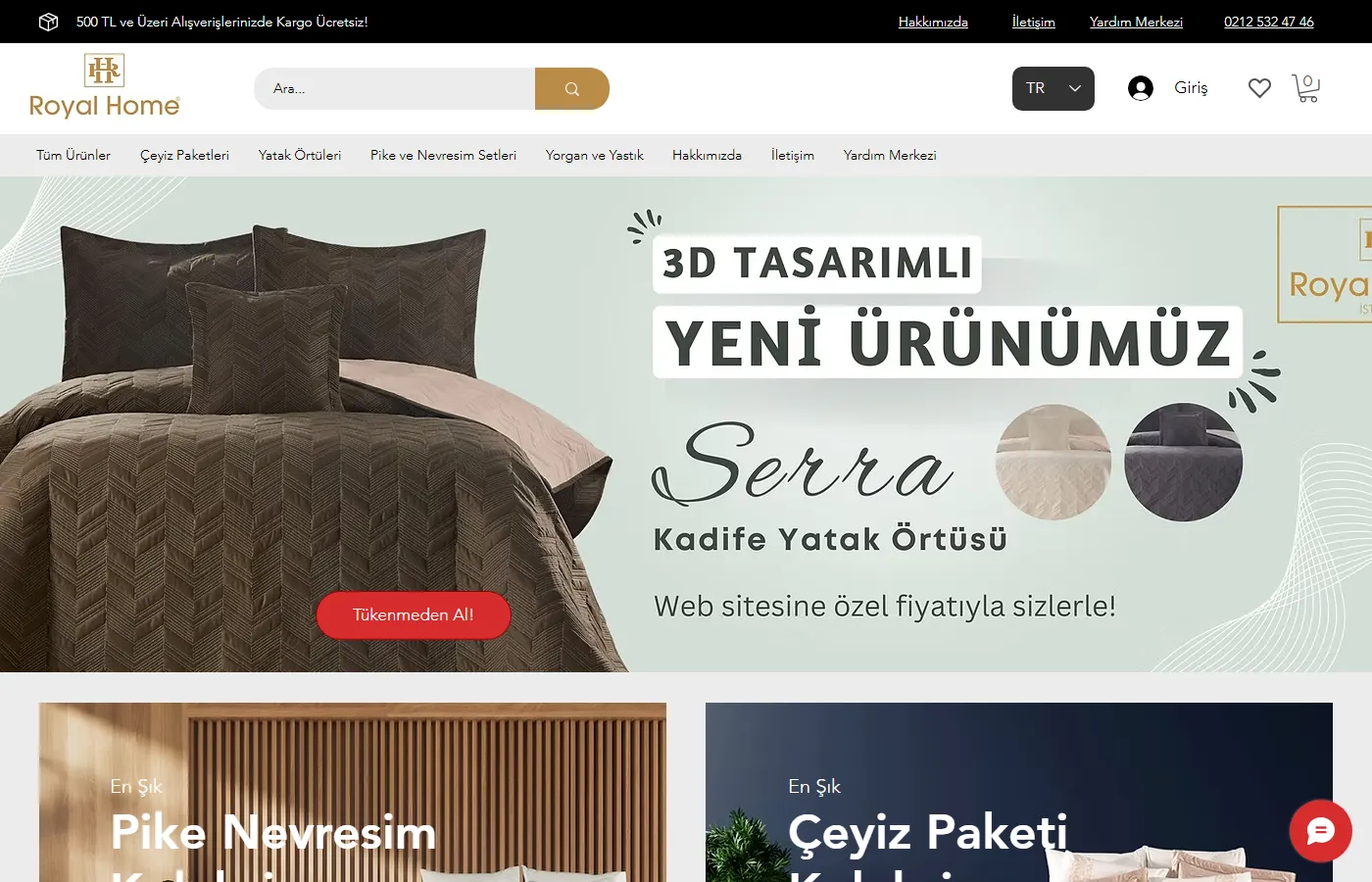 Royal Home: Online store of an Istanbul home textiles brand: bedding, bedspreads and trousseau sets.