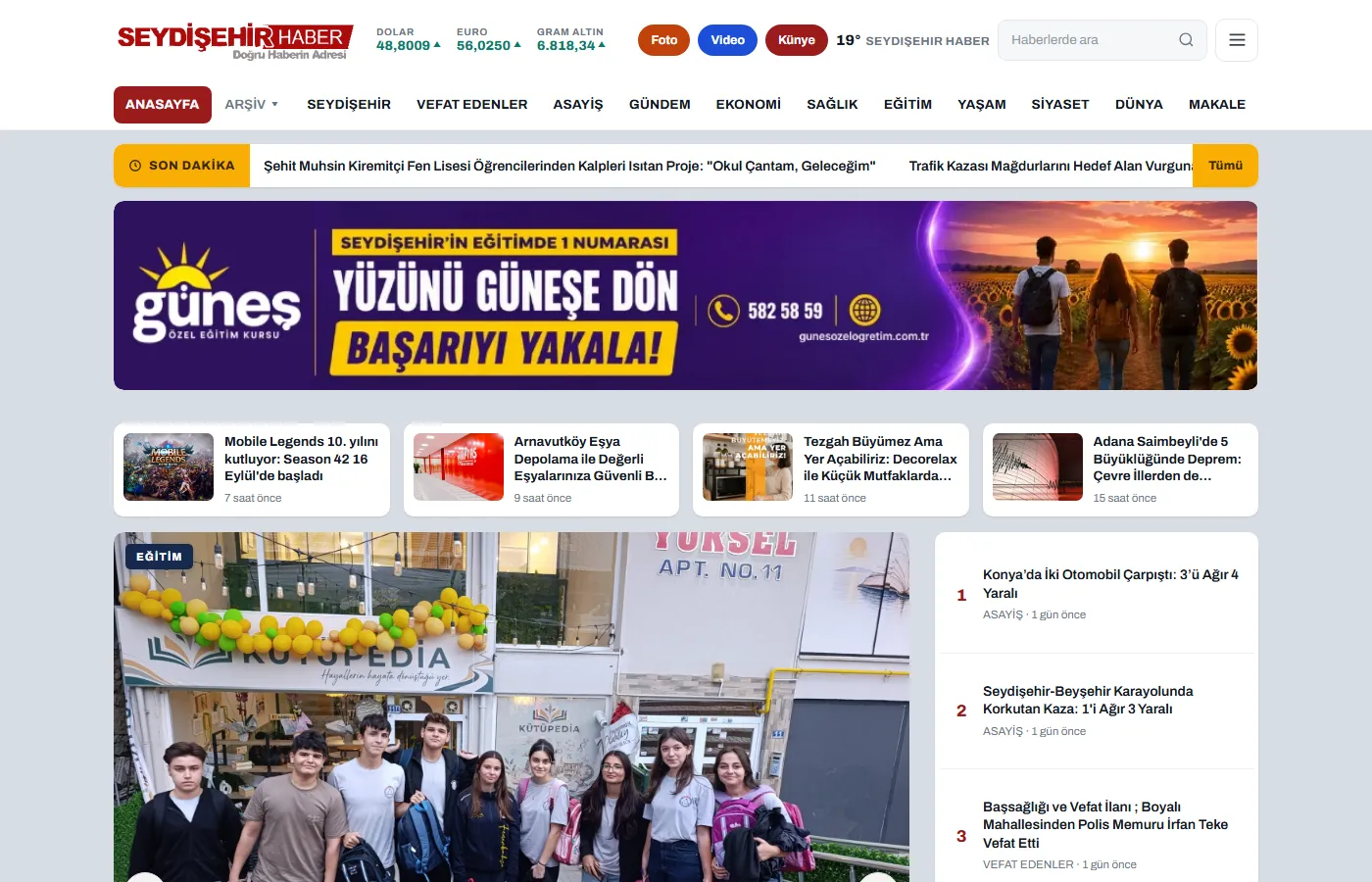 Seydişehir Haber: Local news site covering Seydişehir and Konya, from death notices to the economy.