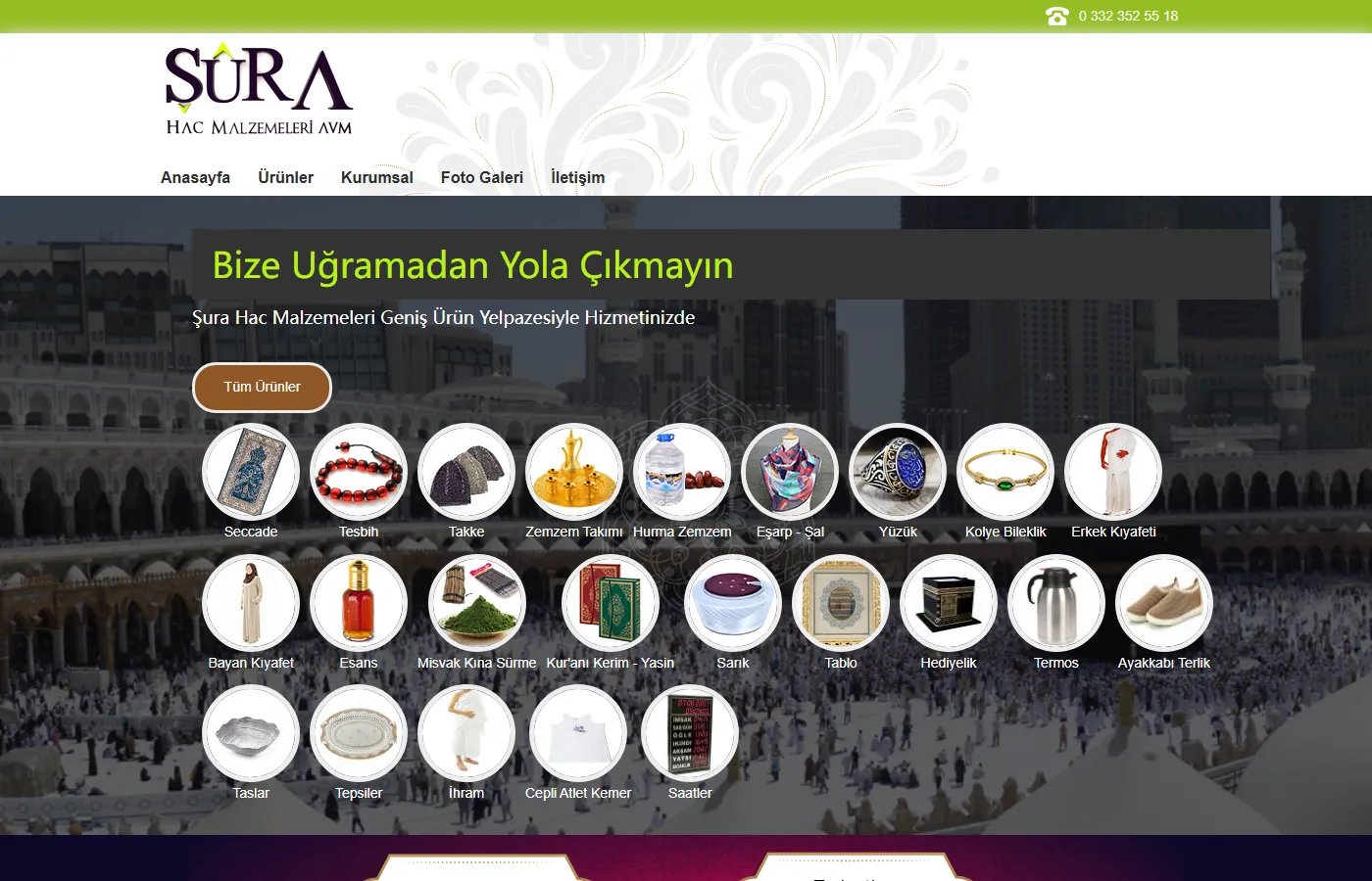 Şura Hac Malzemeleri: Shop for Hajj and Umrah supplies and gift items.