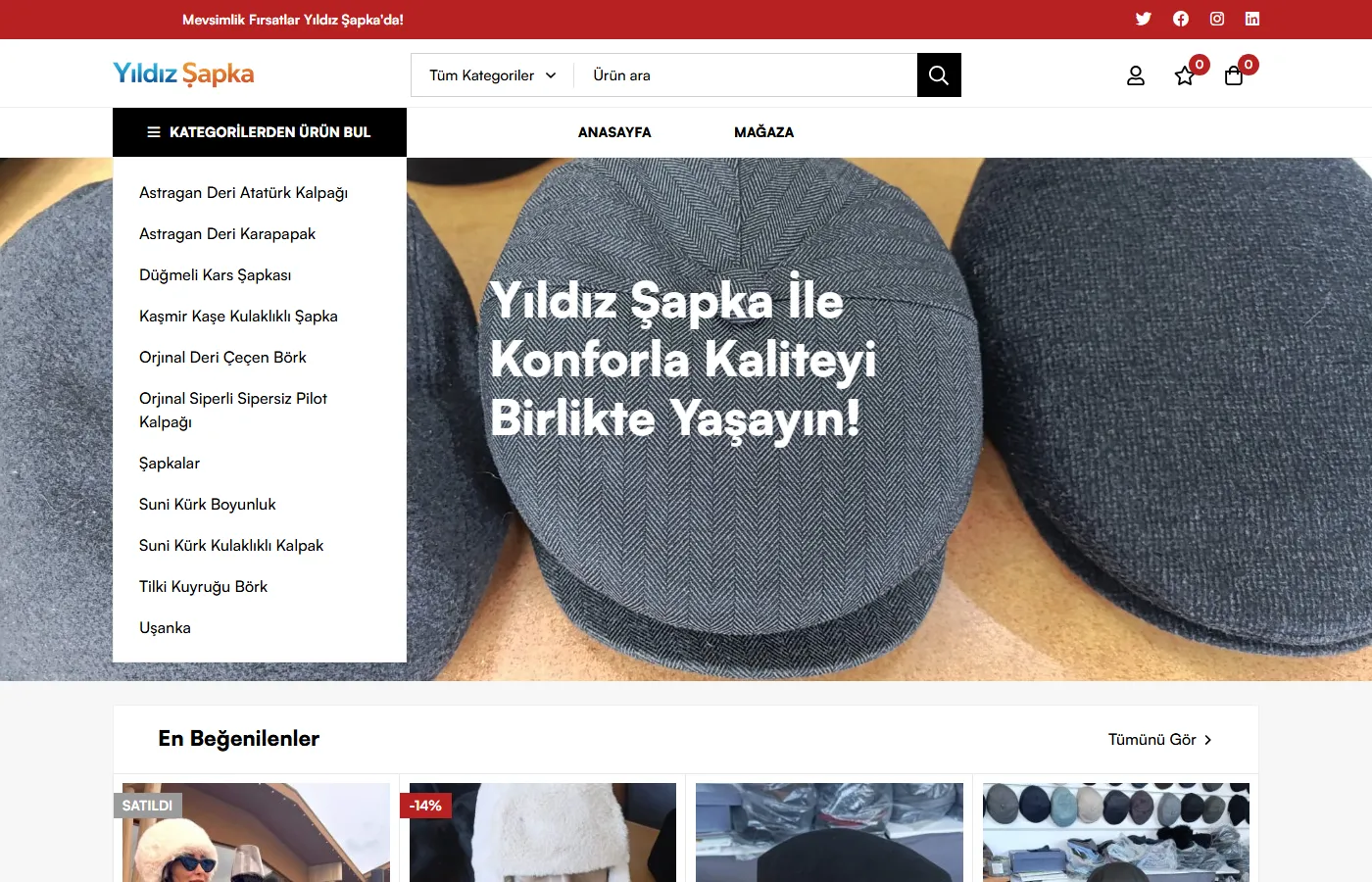 Yıldız Şapka: Online store of a hat maker selling kalpaks, flat caps and leather hats.